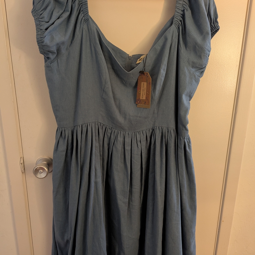 Blue Puff Sleeve Dress